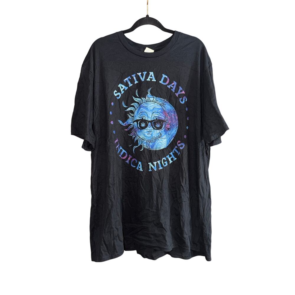 Sativa Days Indica Nights Marble Celestial Black Tee Shirt T-Shirt Size 3XL